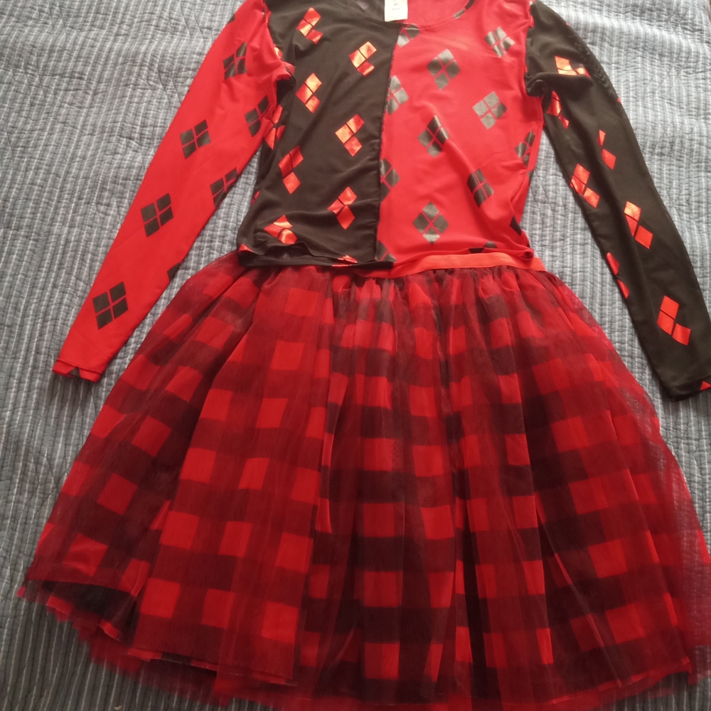 Harlequin Red and Black Kids Costume